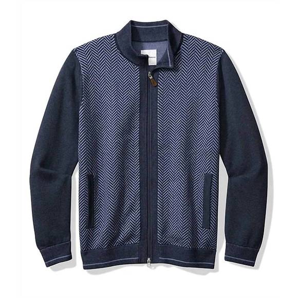 NEW TOMMY BAHAMA men's stone town full zip sweater jacket in coastline - Picture 1 of 2